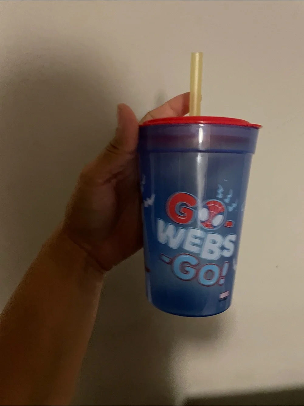 Marvel Spider-Man Blue Cup with Red Lid and Yellow Straw
